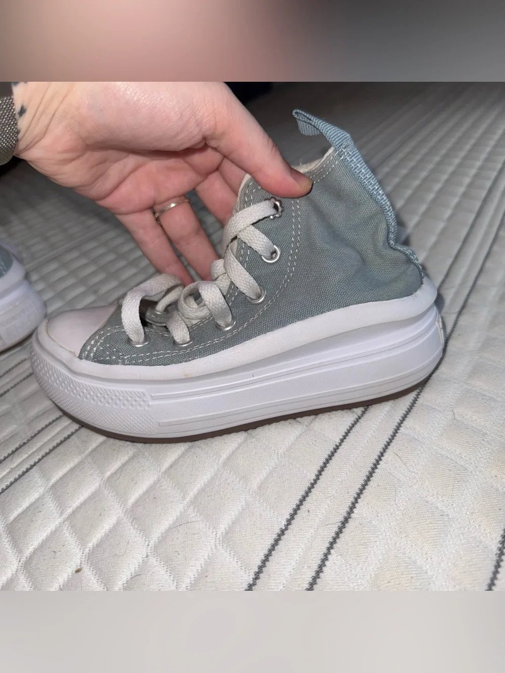 Converse Kids High Top Sneakers in Light Blue with Floral Patch
